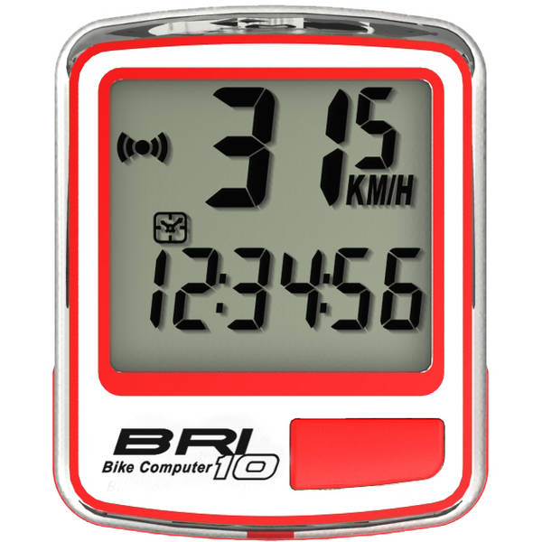 Ciclocomputer Echowell BRI-10 cu fir 10 functii alb-rosu