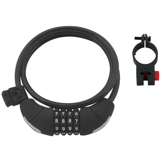 Antifurt Force Lacat cifru Lux spirala 120cm/8mm cu suport negru