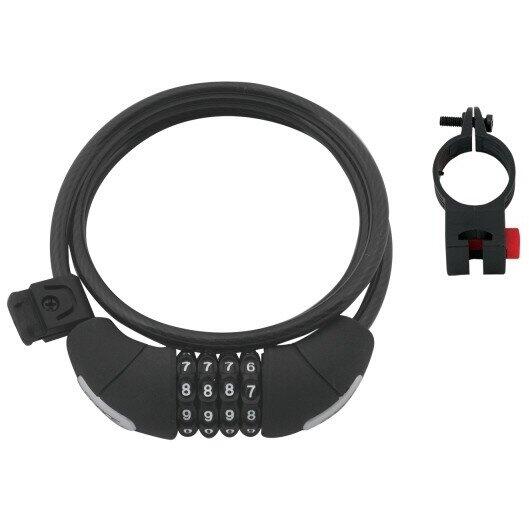 Antifurt Force Lacat cifru Lux spirala 120cm/8mm cu suport negru
