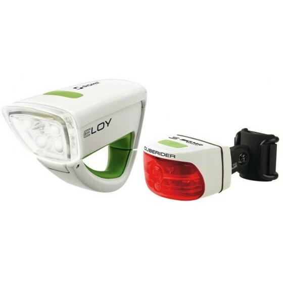Sigma Sport set lumini fata Eloy + spate Cuberider alb