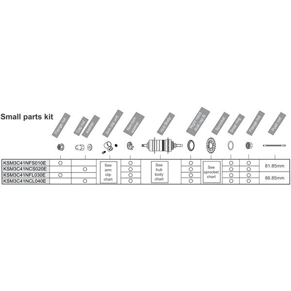 Shimano Componente Nexus SG-3C41 (175/178MM), Tija 86.85mm, Saiba anti-rotire stanga, Piulita cu flansa X2, Garnitura praf, Vrac
