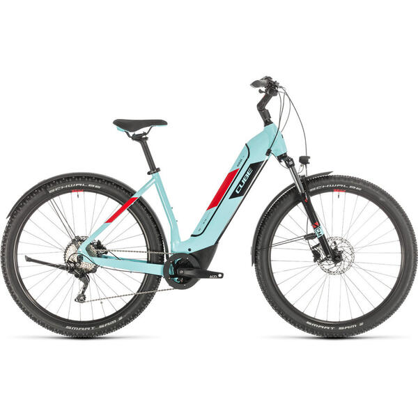Bicicleta BICICLETA CUBE NURIDE HYBRID PRO 500 ALLROAD EASY ENTRY Glacierblue Red 2020