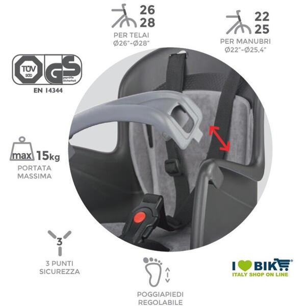 Polisport Scaun copil Bilby fata cu montare pe cadru, crem