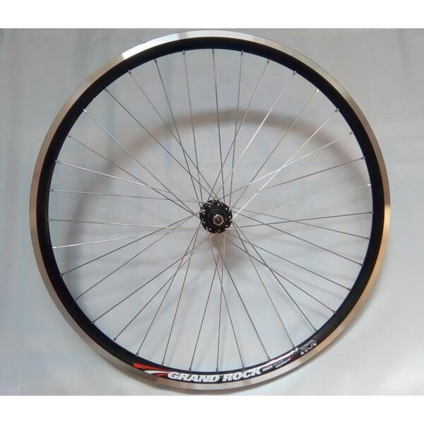 Roata Remerx Spate Grand Rock 28/700 622x19 dubla, neagra, spite Sapim zinc, butuc alu Bitex A773 pe filet, negru, ax cu piulite