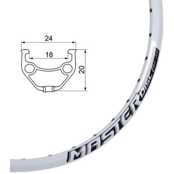 Janta Remerx Master Disc 650B 27.5x18mm 36H, dubla, simplu capsata, alba