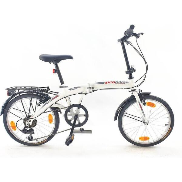 Bicicleta Sprint Probike Folding 20, 6 viteze alb, pliabila