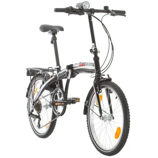 Bicicleta Sprint Probike Folding 20, 6 viteze, negru/rosu, pliabila