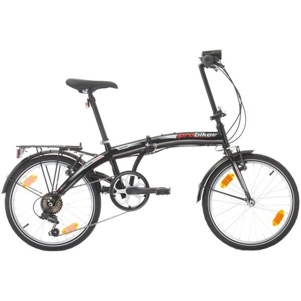 Bicicleta Sprint Probike Folding 20, 6 viteze, negru/rosu, pliabila