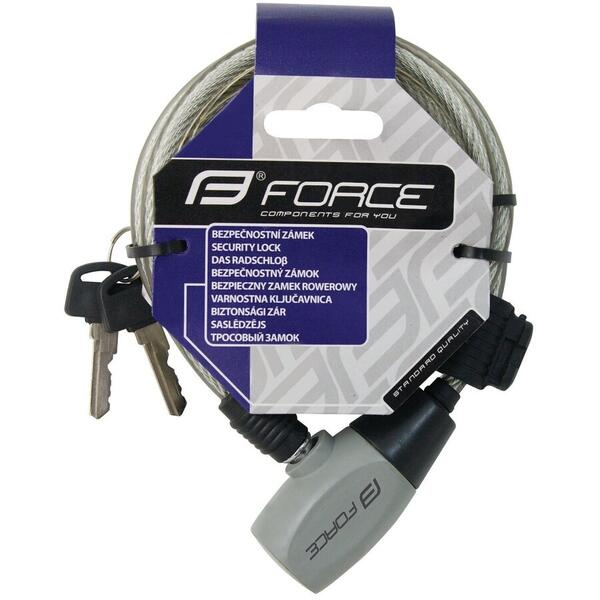 Antifurt Lacat Force Ron 185 cm/ 8 mm, transparent