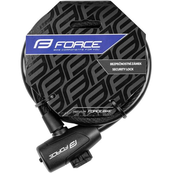 Antifurt Lacat Force Strong spirala 180cm/12mm cu suport negru