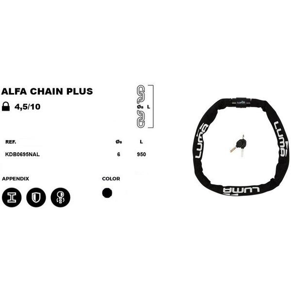 Antifurt Lacat Luma Alfa Chain Plus 95 cm negru