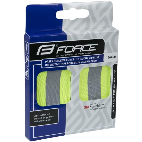 Banda reflectorizanta Force Lun Velcro, fluo