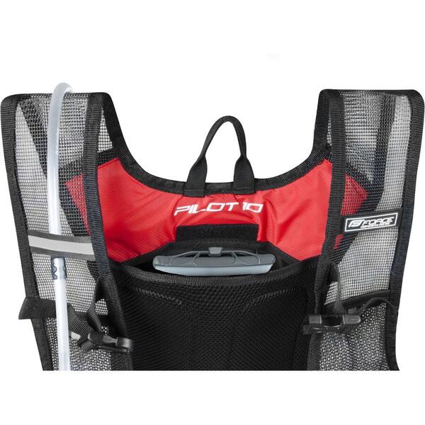 Rucsac FORCE PILOT 10 l+2L rezervor, negru-rosu