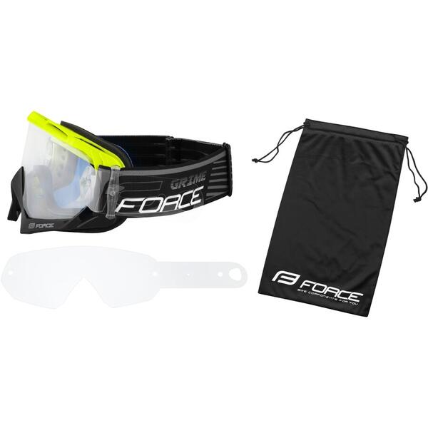 Ochelari Force GRIME negru-fluo lentile transparente + 10 tear offs