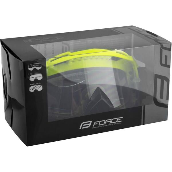 Ochelari Force GRIME negru-fluo lentile transparente + 10 tear offs