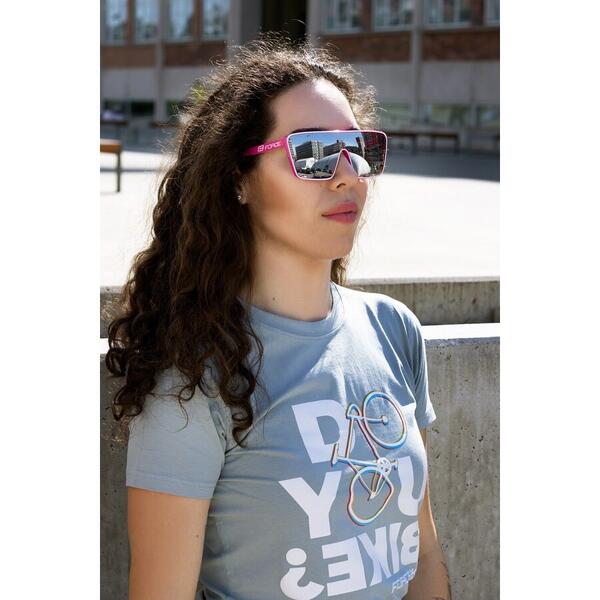 Ochelari Force Scope roz/alb, lentila neagra oglinda