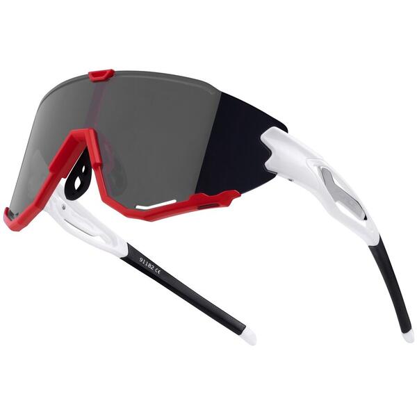 Ochelari Force Creed alb/rosu, lentila neagra oglinda