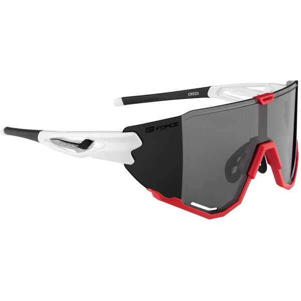 Ochelari Force Creed alb/rosu, lentila neagra oglinda