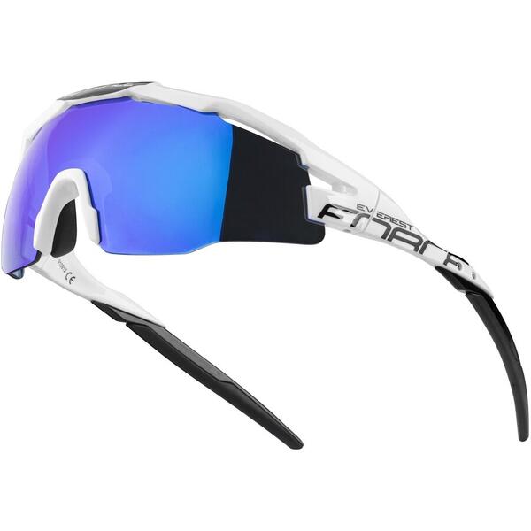 Ochelari Force Everest alb/negru, lentila albastra oglinda