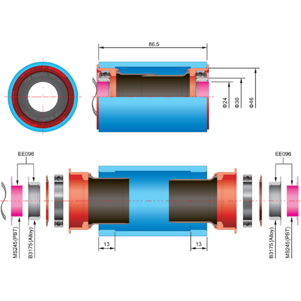 Rulment angrenaj Adaptor monobloc FSA EVO86 BB ROAD 30/20 carbon CK EE096