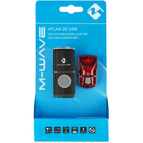 Set Lumini cu Acumulator M-WAVE "Atlas 20 USB"
