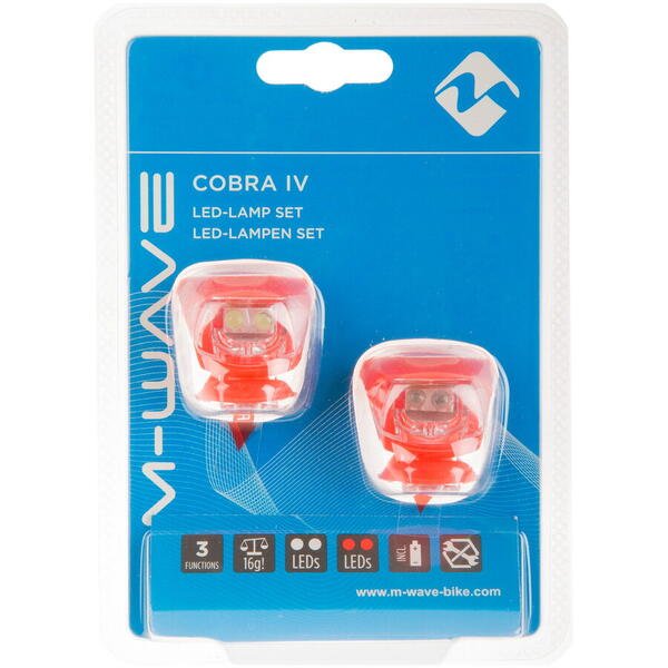 Set Flash cu Baterii M-WAVE  COBRA IV - Rosu