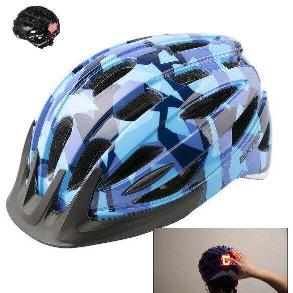 Casca Casca Ciclism EXTEND COURAGE "Led ", S/M (51-55cm), Camouflage Albastru