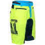 Pantaloni scurti Force MTB-11, bazon detasabil, Galben Fluo/Bleu/Negru, XS