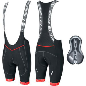 Pantaloni scurti cu bazon si bretele Force F FAME Negru/Rosu 3XL