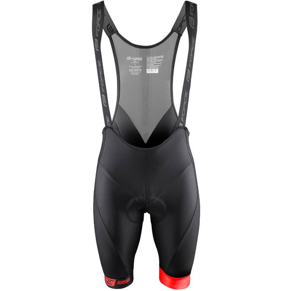 Pantaloni scurti cu bazon si bretele Force B51 negru/rosu XS