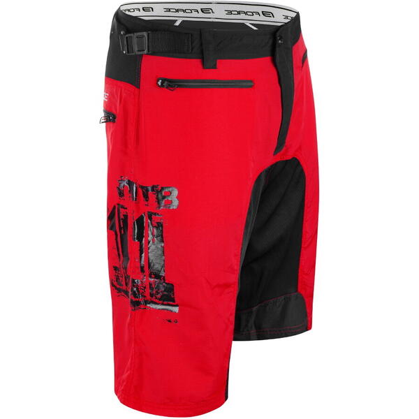 Pantaloni scurti Force MTB-11, bazon detasabil, Rosu/Negru, XXL