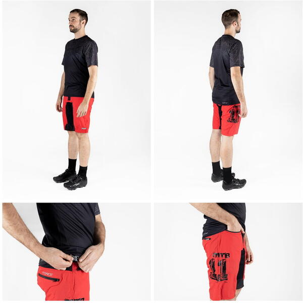 Pantaloni scurti Force MTB-11, bazon detasabil, Rosu/Negru, XXL
