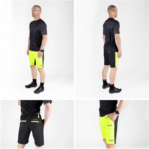 Pantaloni Force Blade MTB cu sub-pantaloni cu bazon Negru/Fluo XXL