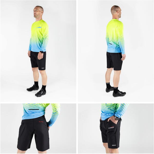 Pantaloni Force Blade MTB cu sub-pantaloni cu bazon Negru L