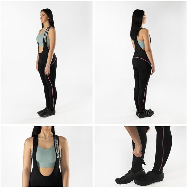 Pantaloni de dama cu bretele si bazon Force Reflex Line negru/roz L