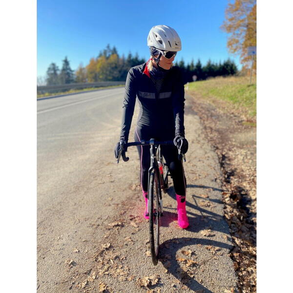 Pantaloni de dama cu bretele si bazon Force Reflex Line negru/roz L